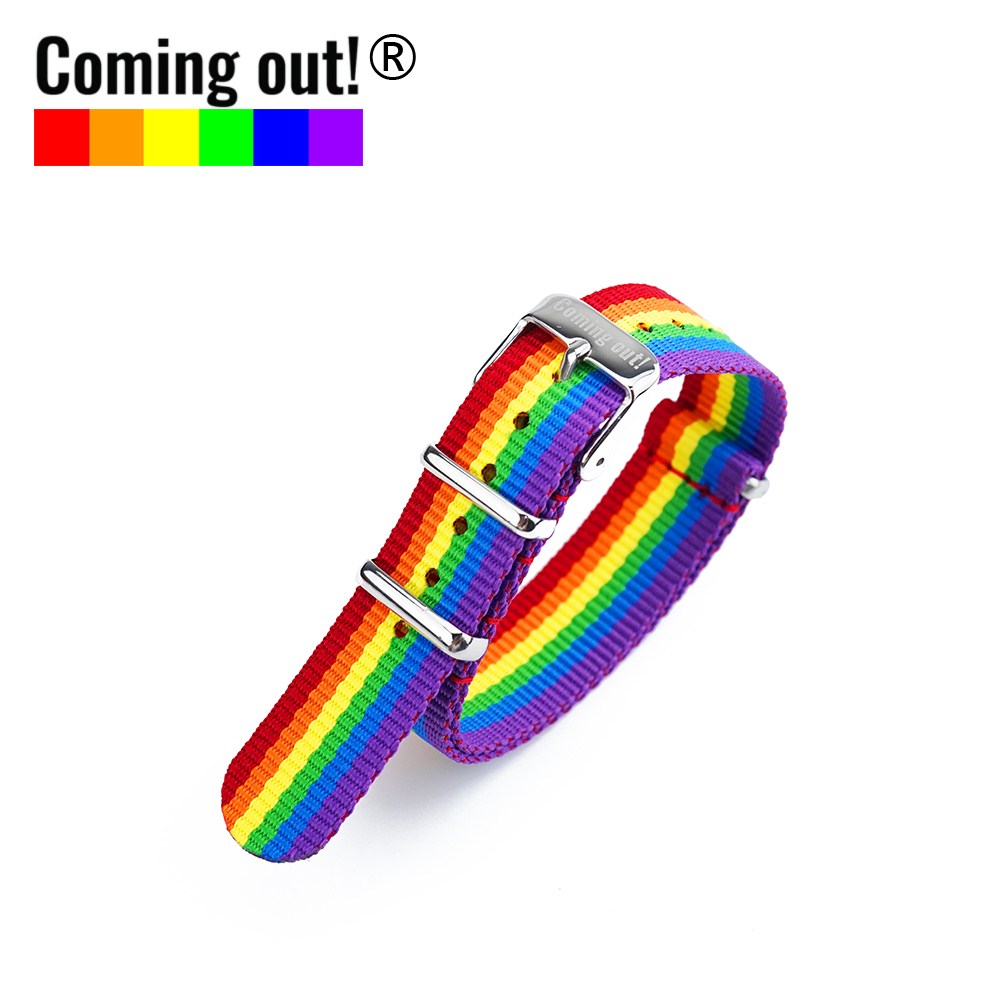 16Mm Stainless Steel Buckle (Bottled) & Color As Per Option DrawingComing   out ! Hexachrome  rainbow All in one watch band Bracelet Wristband LGBT comrade primary Delay girl ornaments