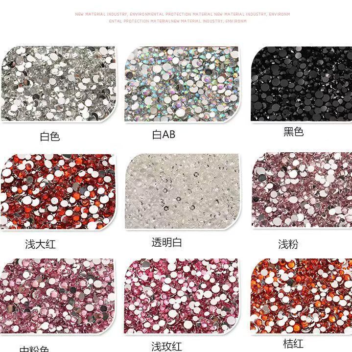 Explosive Flash Diamond Round Diamond Nail Art Stickers 2-6mm Flat Bottom Diamond Resin Diamond Jewelry Mobile Phone Case Beauty DIY Material Accessories