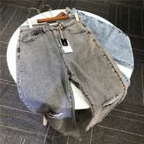 Handsome exploits the legendary beggar breaking hole 19 Fall new mens fashion casual jeans