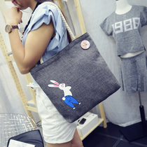 2019 New canvas bag ins womens bag literary retro shoulder bag simple cloth bag portable green shopping bag