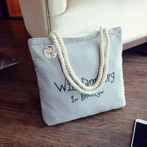 ins hipster Canvas Bag Japanese Joker Large Capacity Shopping Bag Students Literary Simple Female Zipper Shoulder Bag