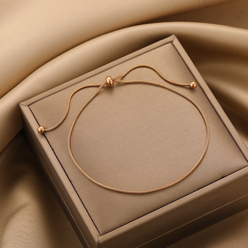 Titanium steel anklet women's 2021 new summer pull adjustable hot style net red does not fade simple rose gold anklet tide