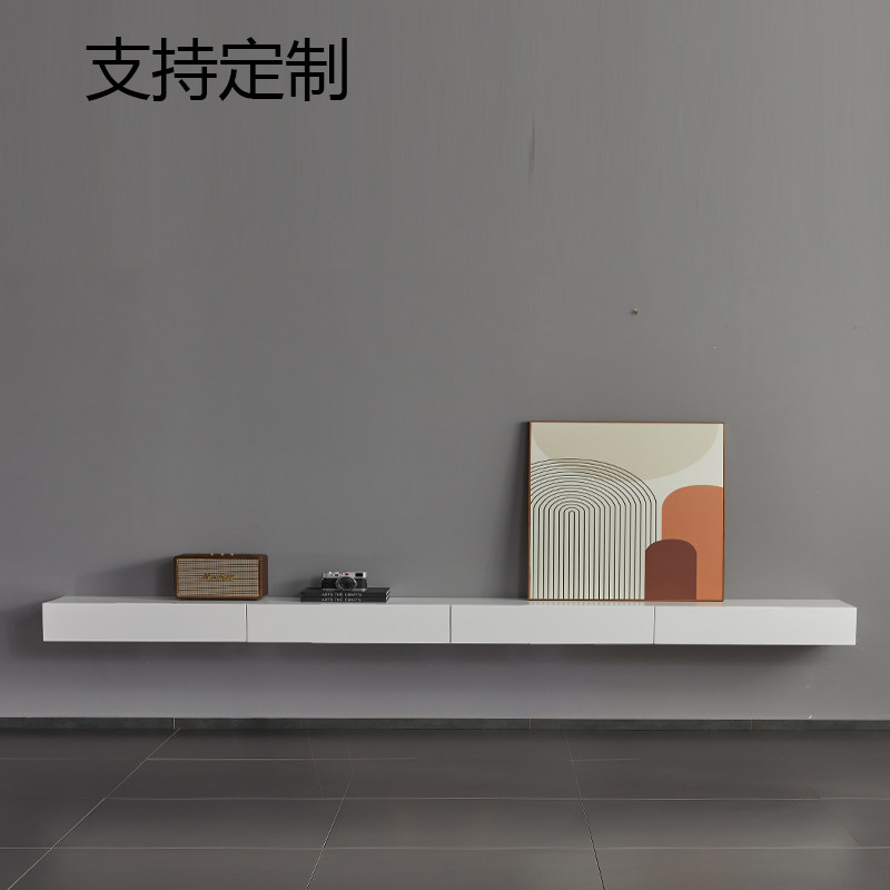 Suspended TV cabinet solid wood hanging wall wall-mounted ultra-thin modern brief Nordic suspended large terrace number living room suspended