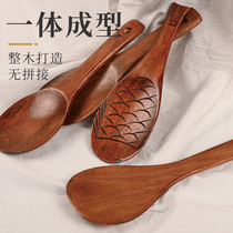 New home kitchen rice spoon wooden rice spoon small wooden spoon non-stick pot wooden spoon high temperature resistant spoon wooden tableware