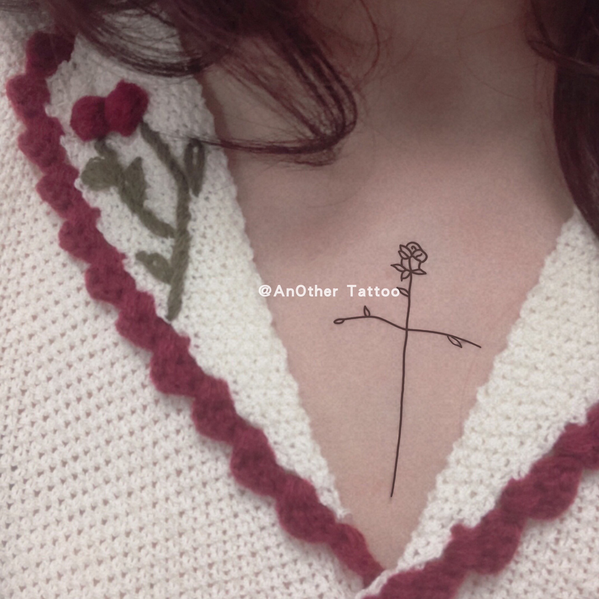 AnOther Tattoo foreign style cross rose long-lasting arm chest waterproof tattoo stickers buy one get one free