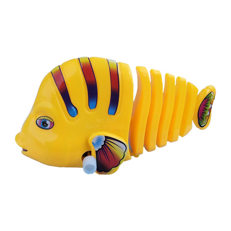 New cartoon yellow clockwork frog fish children's educational neutral bath toy can swing after a few turns