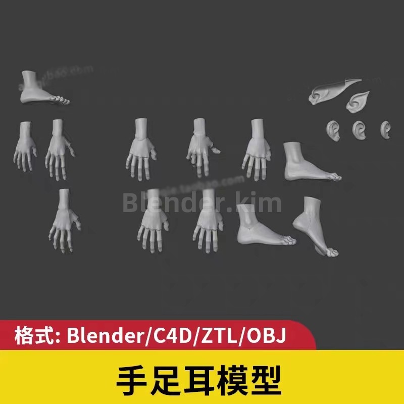 手、足、耳模型文件-魔酷网