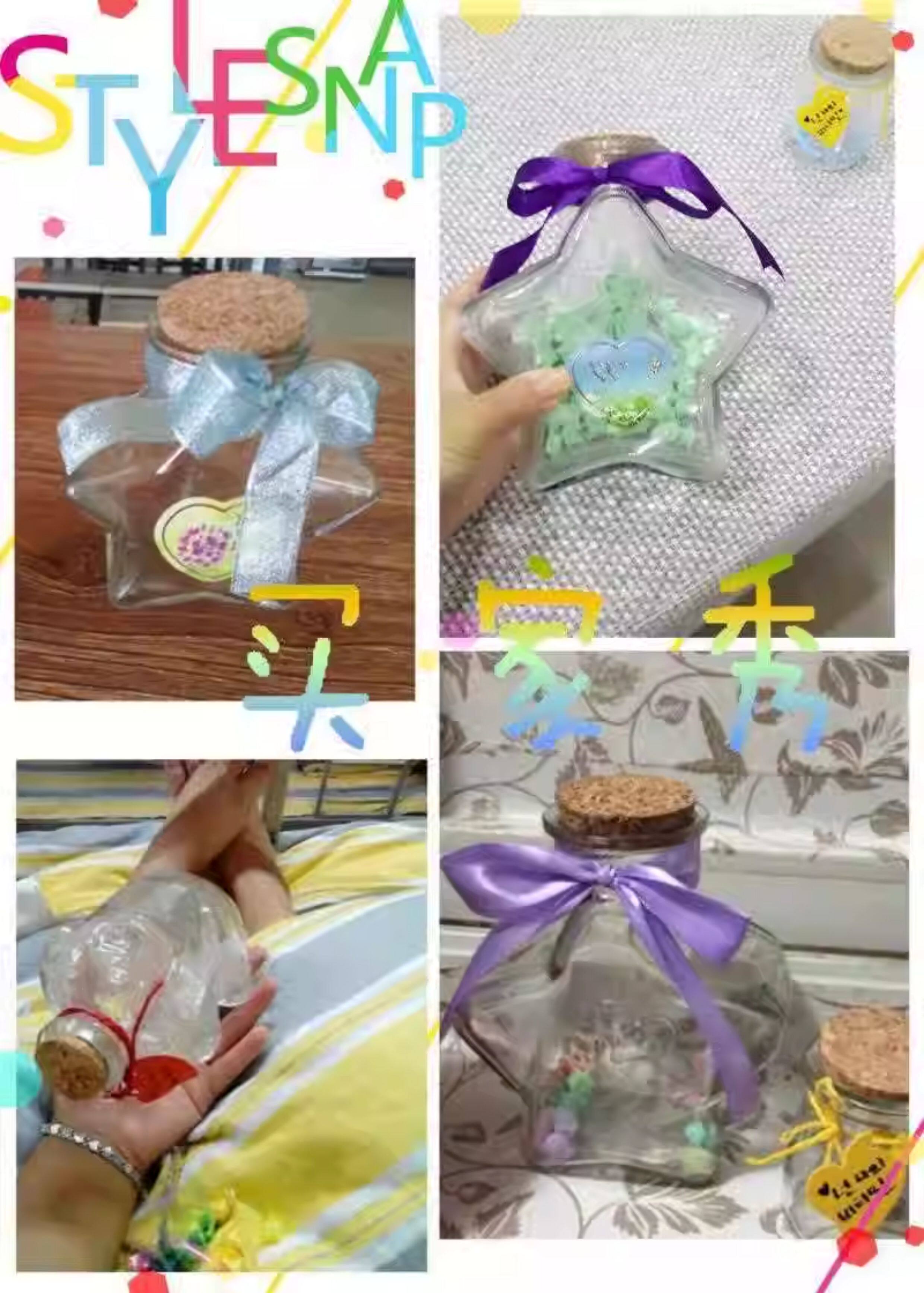 сувенирная бутылка led灯串五角星星瓶夜光许愿瓶玻璃发光瓶创意diy生日礼物折星星纸 Kim Johnson mA