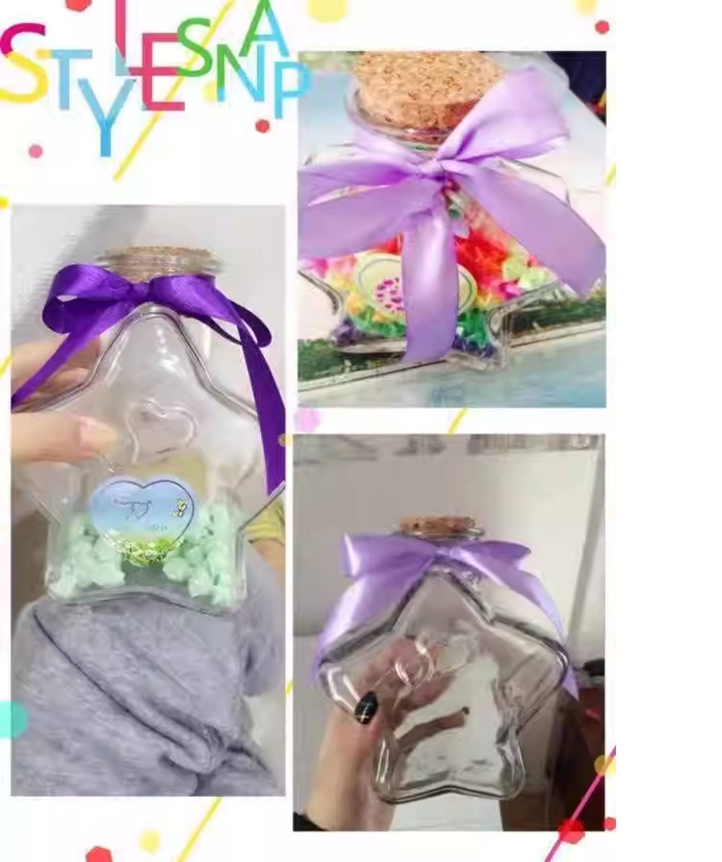 сувенирная бутылка led灯串五角星星瓶夜光许愿瓶玻璃发光瓶创意diy生日礼物折星星纸 Kim Johnson mA
