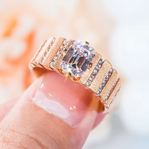 Золотое импортное кольцо, розовое золото, США, инкрустировано бриллиантами, микроинкрустация, золото 750 пробы