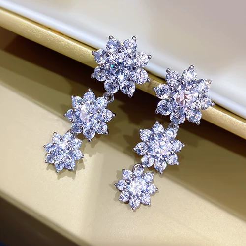 Платиновые импортные серьги на солнечной энергии, белое золото 18 карат, США, легкий роскошный стиль