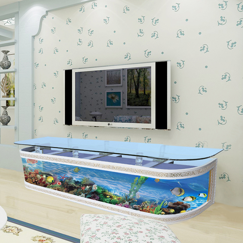New TV cabinet fish tank aquarium living room household explosion-proof glass medium and small free water change can be customized