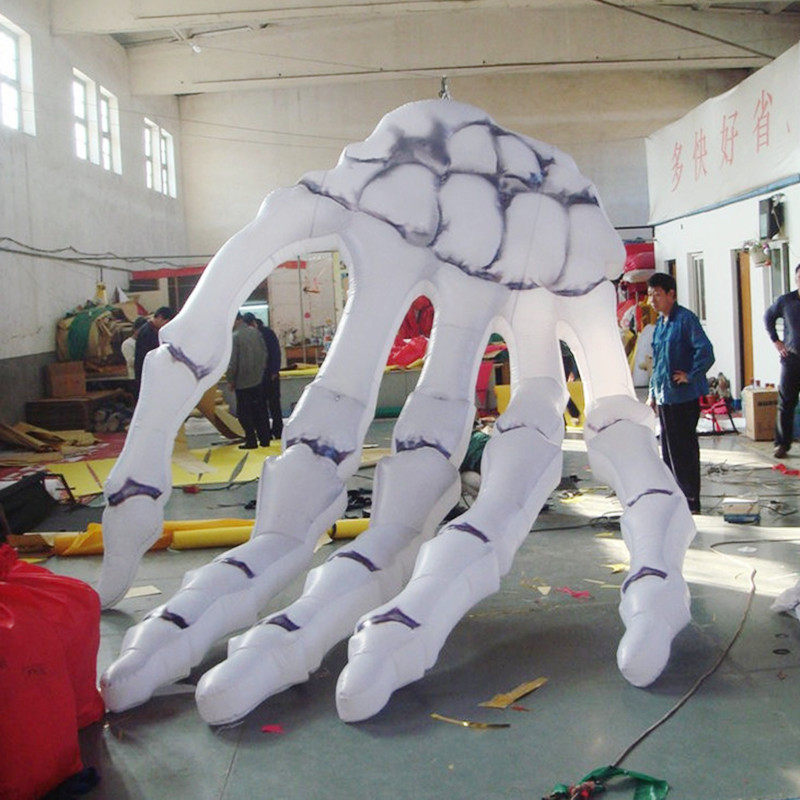 Halloween Ghost Festival Inflatable Ghost Hand Air Die Bar Hanging Decoration Luminous Claw White Hand Skull Finger Pumpkins