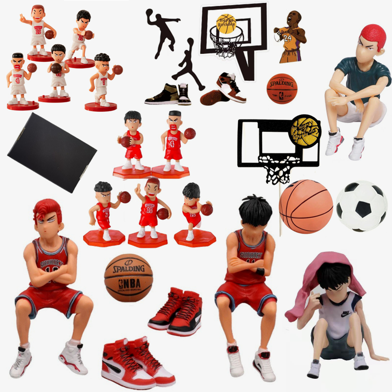 Basketball Cake Decoration Sakuragi Hanamichi Rukawa Kaede Slam Dunk Birthday Ornaments Sneaker Box Dessert Table Toppers