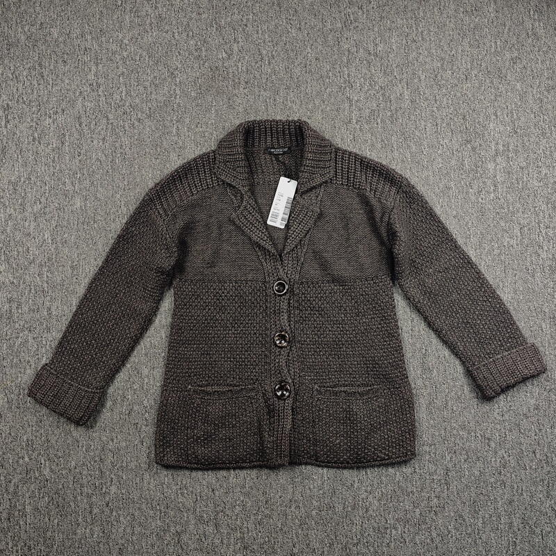 Italian-Made, Out of Stock, Women's Suit Collar Alpaca Merino Wool Acrylic Blend Knit Sweater 1356