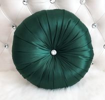 High-end simulation silk tribute satin round pillow plus flower crystal buckle pumpkin pillow punch special limited edition sales