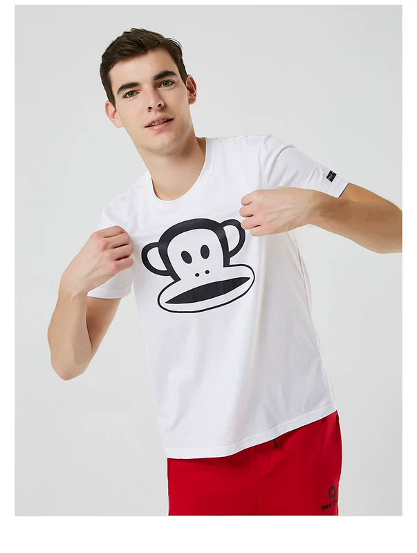 Paul Frank / khỉ miệng lớn mùa hè áo len nam cổ tròn in áo thun tay ngắn tay áo sơ mi nửa tay - Áo phông thể thao