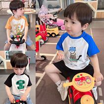 Boys half sleeve 2021 new short sleeve t shirt boy boy Yang thin cotton mesh red fried street summer in