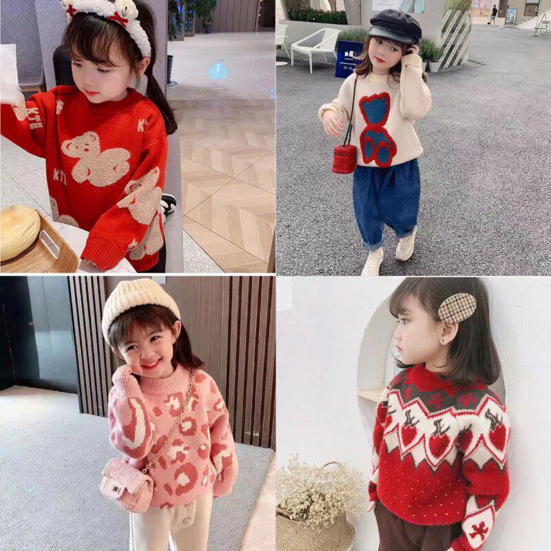 Girls Fried Street Sweater 2021 New Winter Han Fan Chao Christmas Red Half Turtleneck Western Style Tide Brand Middle Collar Pin