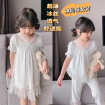 Girls Sleeping Sleeping Skirt Summer 2022 Childrens Pajamas Short Sleeper - sleeve Both Fat Girls