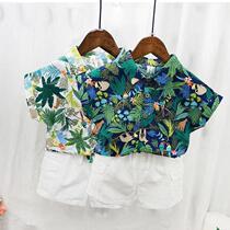 Boys blossom blossom shirt summer thin air short sleeve suit childrens tide cool net red boy 2022 new model