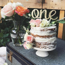 2pcs Glit Cake Topper One Year 1st First Happy Birthday Part