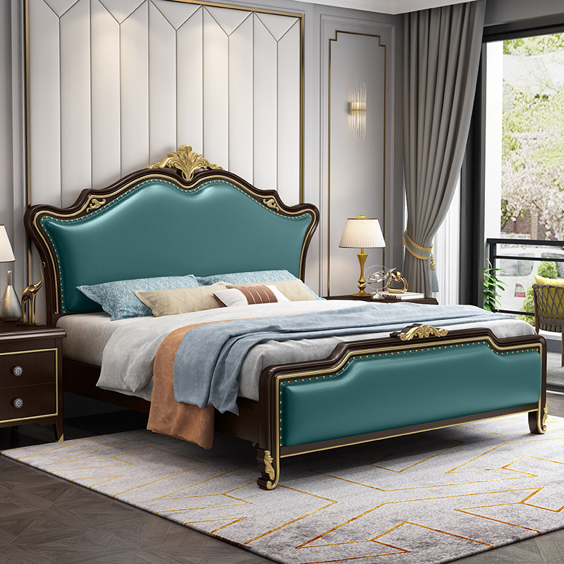 American-style solid wood bed 1.8 meters light luxury bed modern simple master bedroom large bed soft bag double bed European-style storage wedding bed