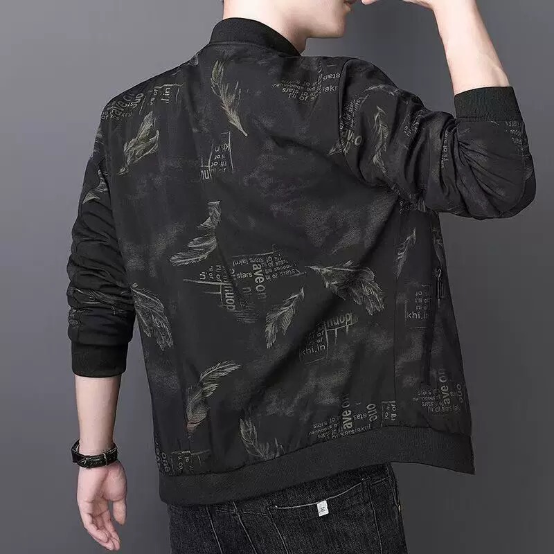 Spring and Autumn Men's Baseball Collar Jacket Trendy Brand Stylish Slim Casual Thin Fashion New Printed Top Spring and Autumn Men's Baseball Collar Jacket Trendy Brand Stylish Slim Casual Thin Fashion New Printed Top