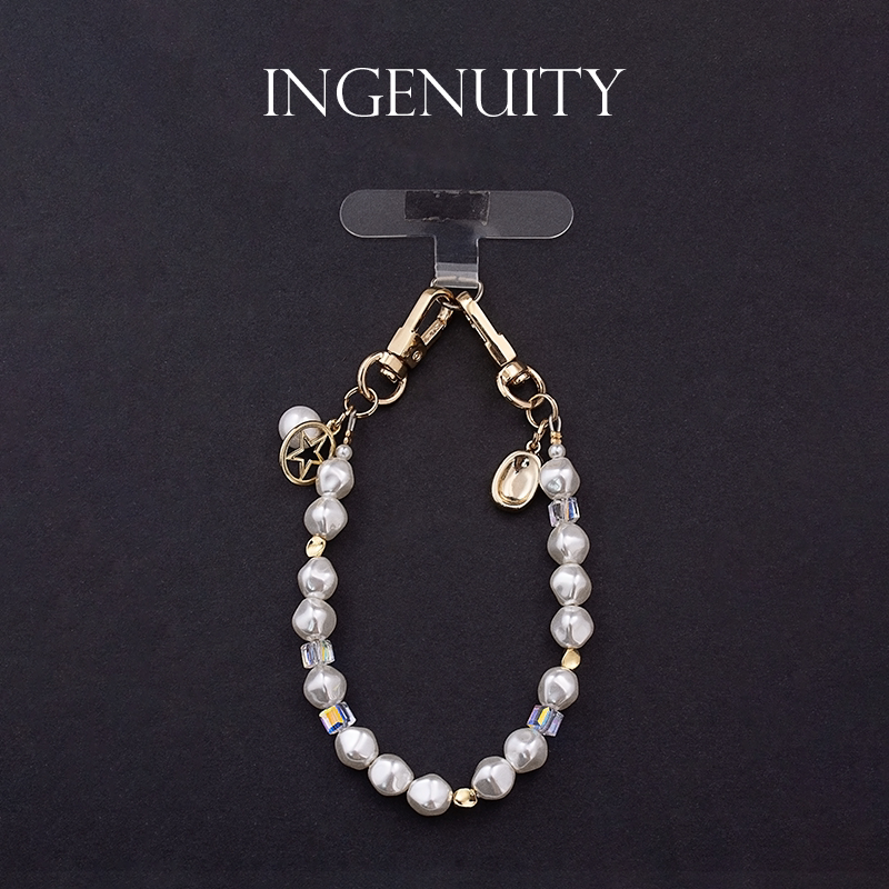 Craftsmanship Workshop Locke Mobile Phone Chain with a High-End Feel, Irregular-Shaped Imitation Shell Pearl Hand Chain, Hanging Chain, Phone Case Wrist Chain
