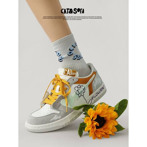 Cat and Sofa Moshang Blossoms/Shoes Men's Trendy Shoes New Original Niche Versatile Couple Sports Skateboard Shoes