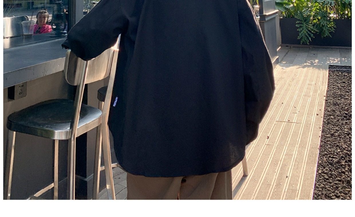 日系cityboy翻领衬衫男春秋季宽松百搭简约纯色外套帅气工装上衣详情16