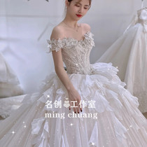 2021 new main wedding dress French high-end luxury retro forest super fairy dream trailing bride starry sky