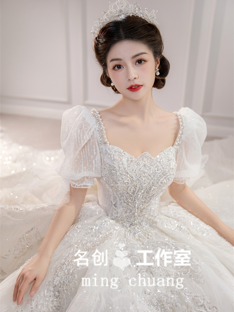 Light wedding dress 2021 bride's new main wedding dress big tail high quality Light wedding dress 2021 bride's new main wedding dress big tail high quality