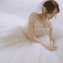 2021 new main wedding dress bride princess style super fairy dream simple big tail luxury French light wedding dress