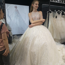 French main wedding dress 2021 new bride long tail Mori super fairy luxury Hepburn suspender small man