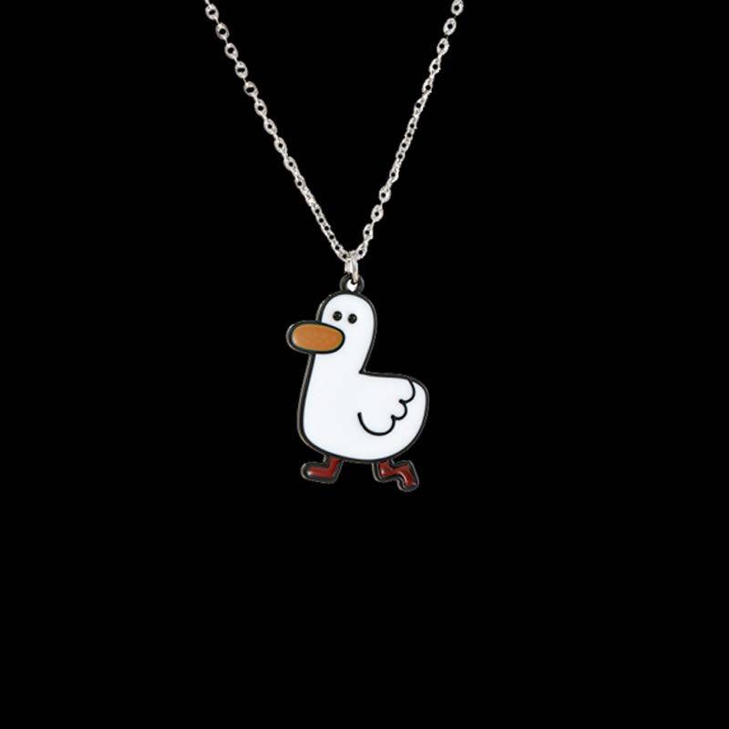 Life is too bitter to be sure to be cute with duck necklace wool coat chain not falling out of color small animal small crowdwear chain