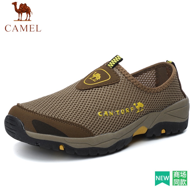 Camel Men's Shoes, Summer Slip-On Breathable Mesh Shoes, Lightweight Hiking Sports Casual Soft-Soled Non-Slip Lazy Shoes