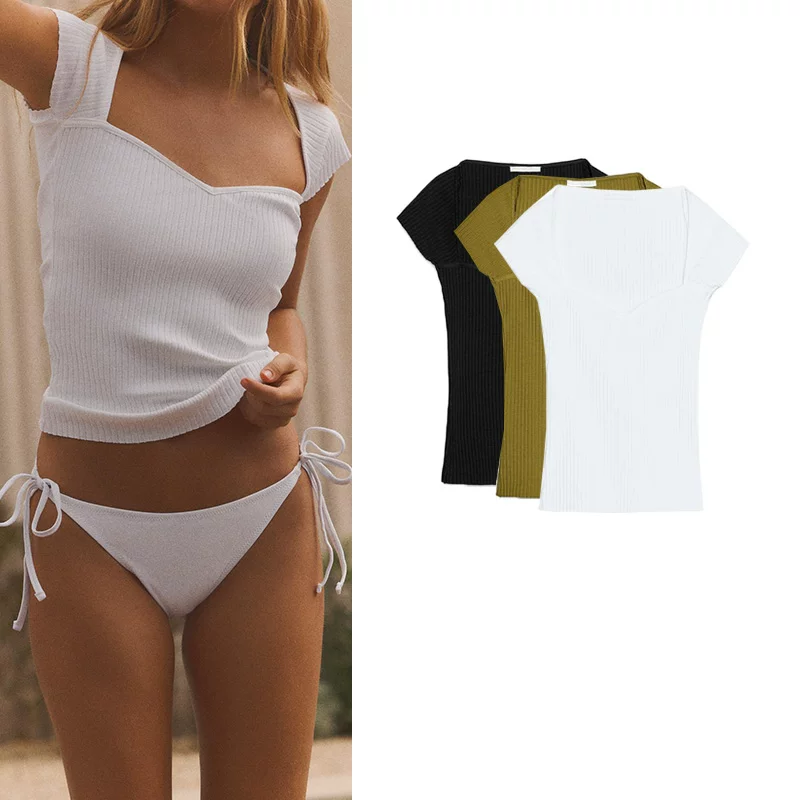 Летняя модная майка без рукавов, slim fit, приталенная