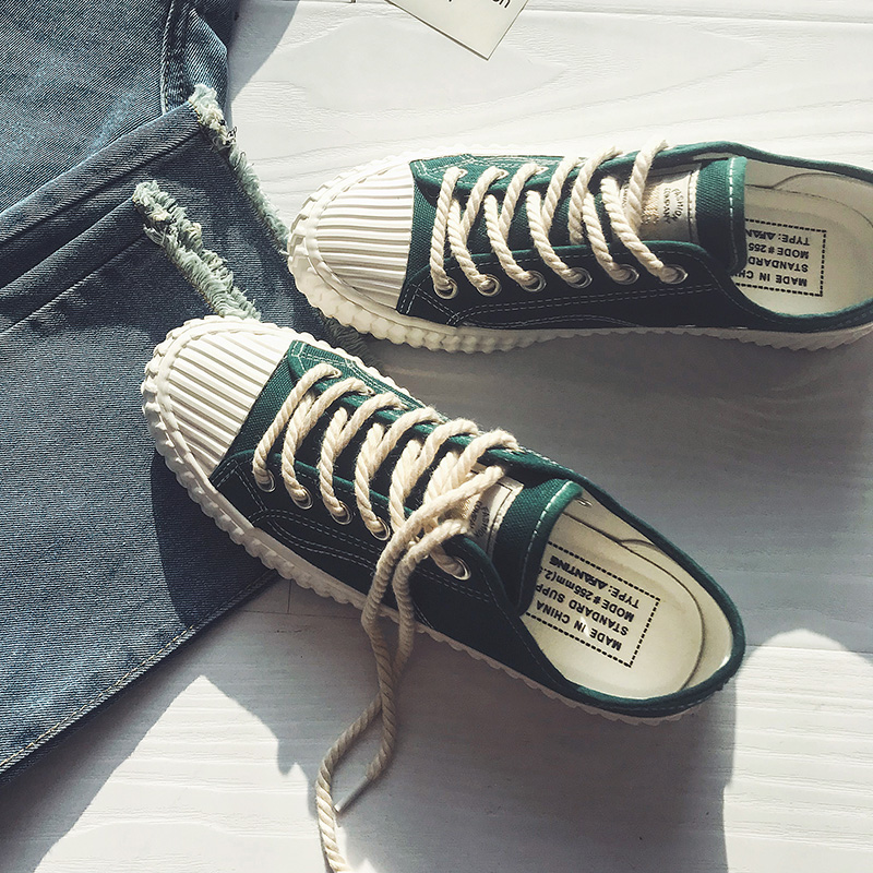 2018 phiên bản Hàn Quốc mới của xu hướng giày nam giày vải Hồng Kông hoang dã giày vải cotton giày nam đế xuồng màu trắng giày sneaker năm 2021