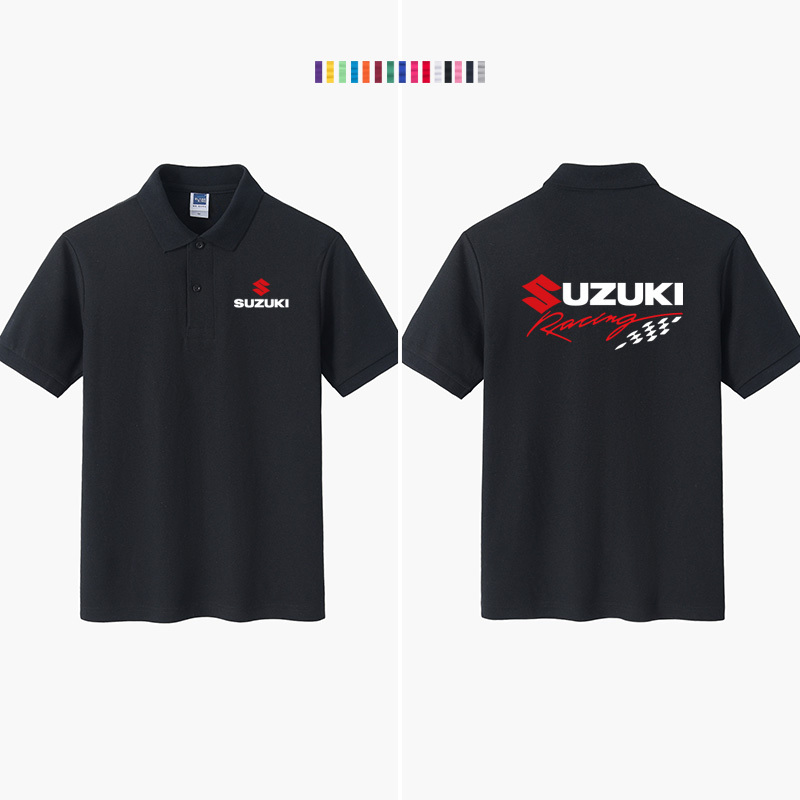 Suzuki Motorcycle Riding Enthusiasts Polo Shirt, Short-Sleeve T-Shirt, Base Layer Clothing, Unisex, Large Size, Loose Fit