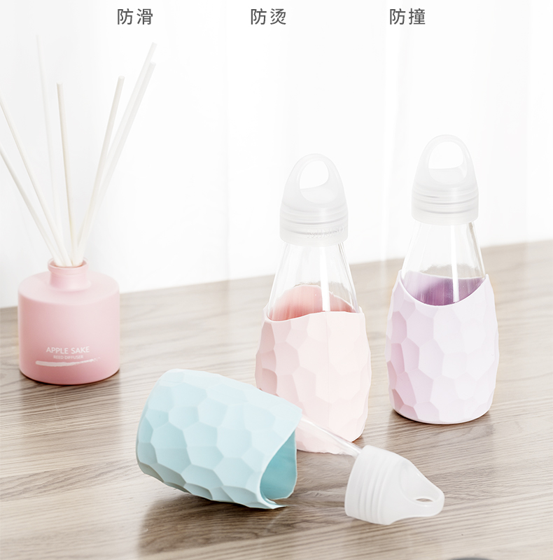 MINISO / 名 创优 品 Bowling ly thủy tinh cốc thủy tinh in chống rơi dễ thương xách tay nữ đơn giản bình giữ nhiệt tốt