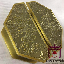 Chinese style Xiangyun square bronze door handle wooden door glass door handle hotel clubhouse bronze door handle handrail