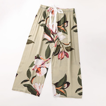 Color thin wide leg culottes womens summer 2021 New wide leg pants high waisted ankle-length pants Big Foot pants