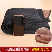 Cotton pants mens winter thickening plus velvet northeast knee protection waist three-layer bottoming inside wearing high-waisted glossy warm pants