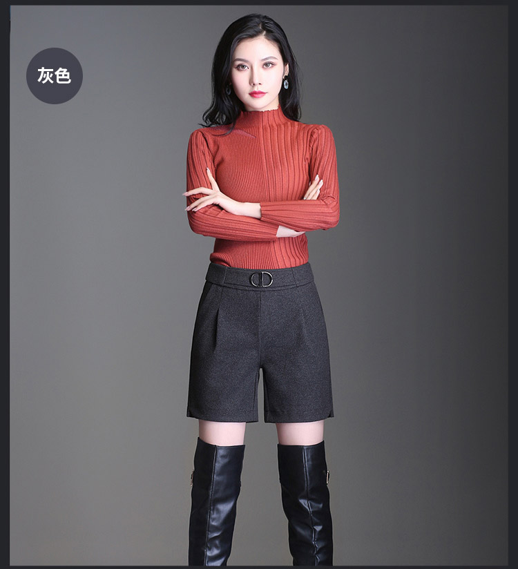 Mùa thu và mùa đông size lớn thun co giãn dày len bốn điểm quần short nữ Slim skinny mặc quần mẹ béo MM boot quần quần short ren nữ đẹp