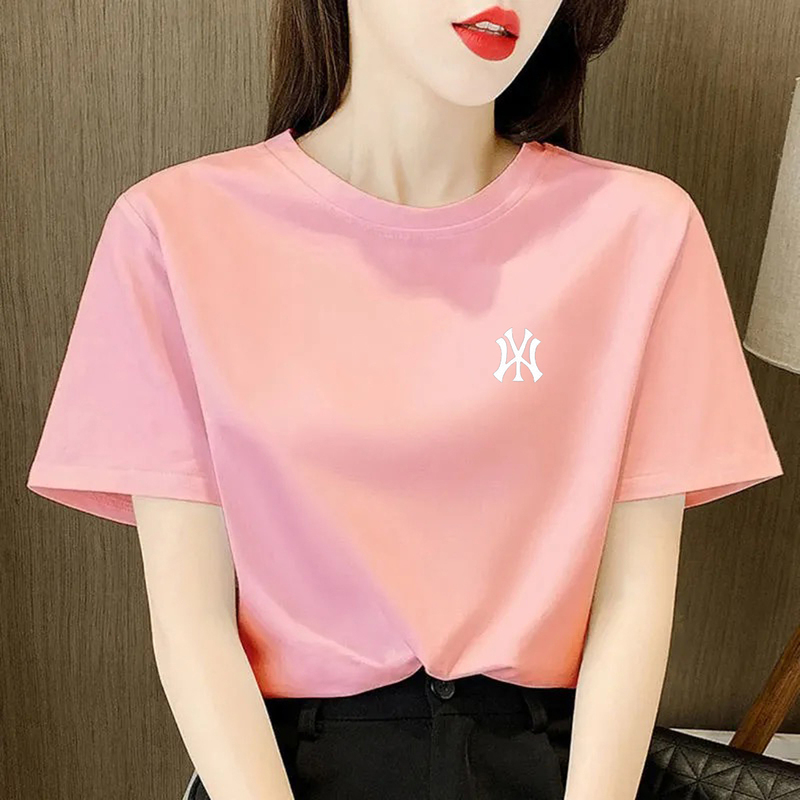 Brand Name Pure Cotton Short-Sleeve T-Shirt for Women, Loose Fit, 2026 New Summer Round Neck Casual Trendy Top, Base Shirt