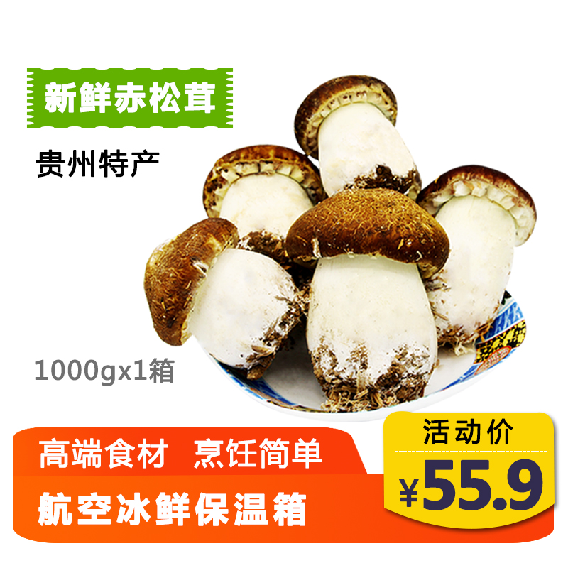 紫云 贵州新鲜赤松茸 野生食用菌菇 1000g 天猫优惠券折后￥25.9包邮（￥55.9-30）