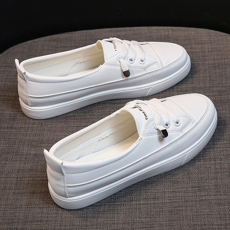 Small White Shoes Woman 2021 Burst Flat Bottom Shallow Mouth 100 Hitch Student Casual Board Shoes Ins Chauga New Foot Pedal Single Shoes