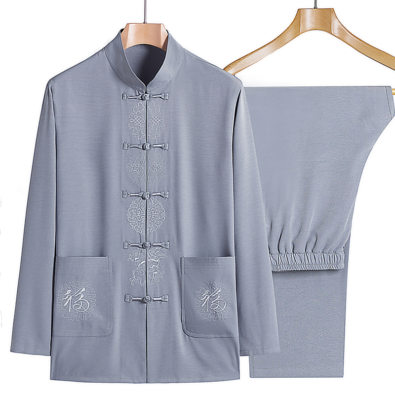 Middle-aged Tang Fashion Summer Grandpa Summer Summer Summer Summer Sleeve Chinese Cotton Father Clothes Thin Embroidery