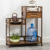 Tea rack storage rack bamboo solid wood tea set storage rack tea table boiling water tea table side corner cabinet
